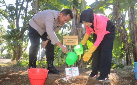 Peduli Lingkungan, Polres Probolinggo Tanam Puluhan Pohon Kado Hari Bhayangkara ke - 80