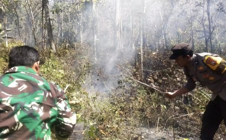 Respon Cepat Call Center 110 Polres Ngawi, Kebakaran Lahan di Bukit Gogor Sine Berhasil Dipadamkan
