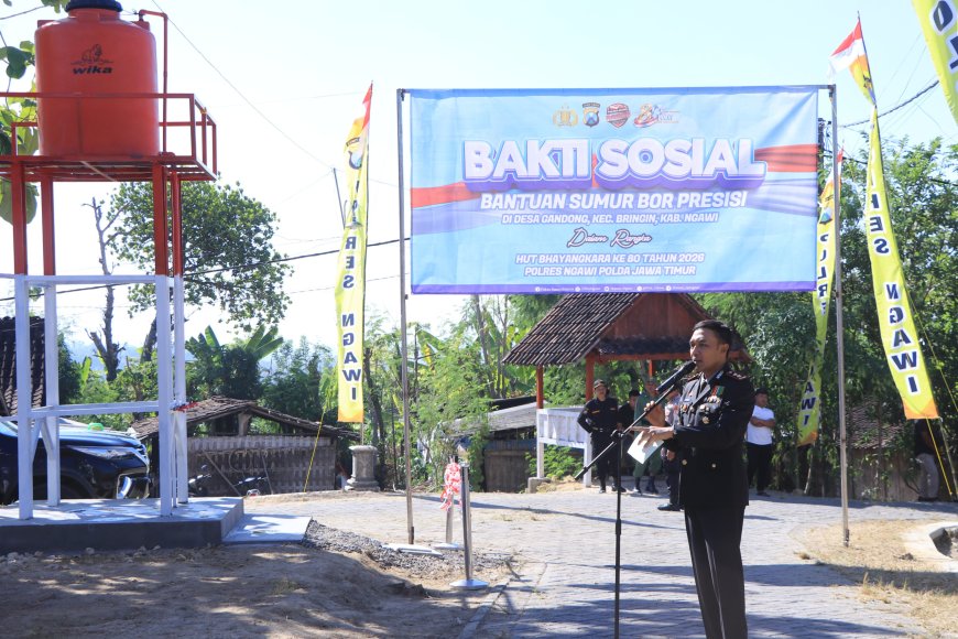 Hari Bhayangkara ke - 80, Polres Ngawi Bangun Sumur Bor Presisi untuk Masyarakat di Bringin